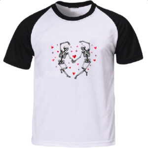 Camiseta Raglan Coracao esqueletos