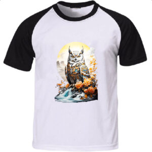 Camiseta Raglan Coruja do Gelo Sunset