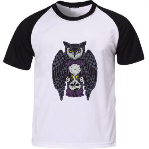 Camiseta Raglan Coruja do tempo