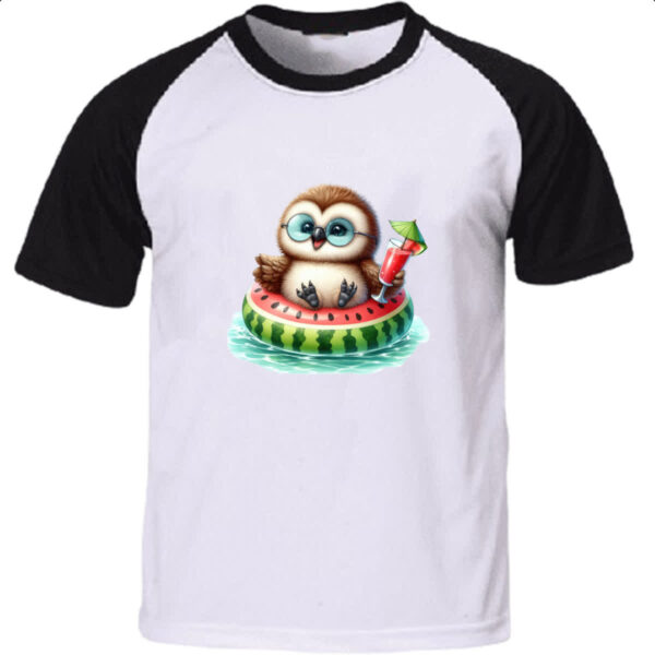 Camiseta Raglan Coruja na boia