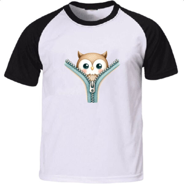 Camiseta Raglan Coruja no ziper