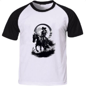 Camiseta Raglan Cowgirl silhueta ao luar