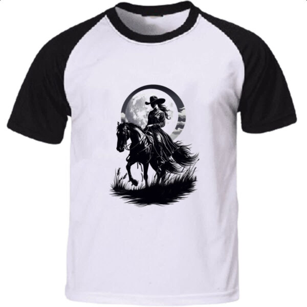 Camiseta Raglan Cowgirl silhueta ao luar