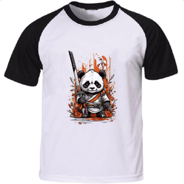 Camiseta Raglan Cute cartoon panda samurai