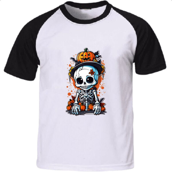 Camiseta Raglan Cute esqueleto halloween