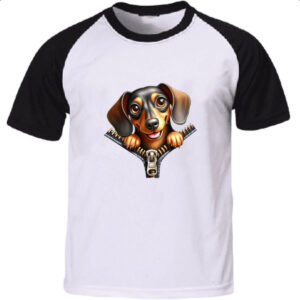 Camiseta Raglan Dachshund no Ziper