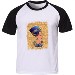 Camiseta Raglan Deusa Nefertiti Ilustracao