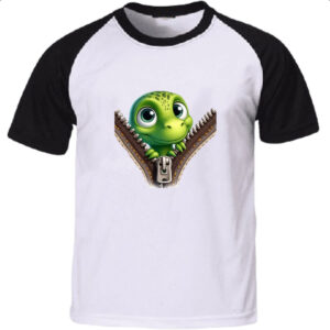 Camiseta Raglan Dinossauro no ziper