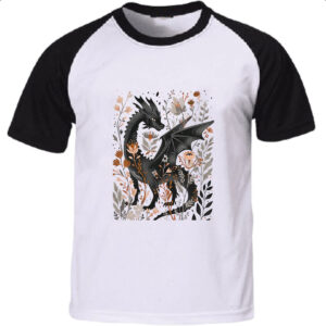 Camiseta Raglan Dragao mistico floral