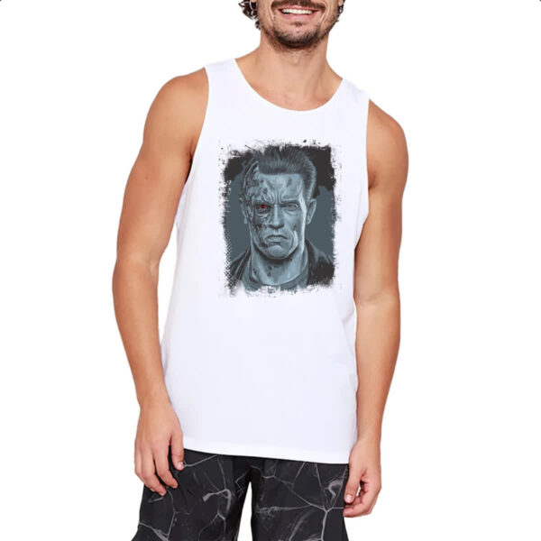 Camiseta Regata Exterminador face machucada olho vermelho - Imagem 2