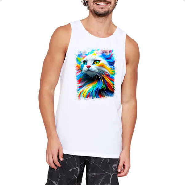 Camiseta Regata Gato Splash Art Color - Imagem 2