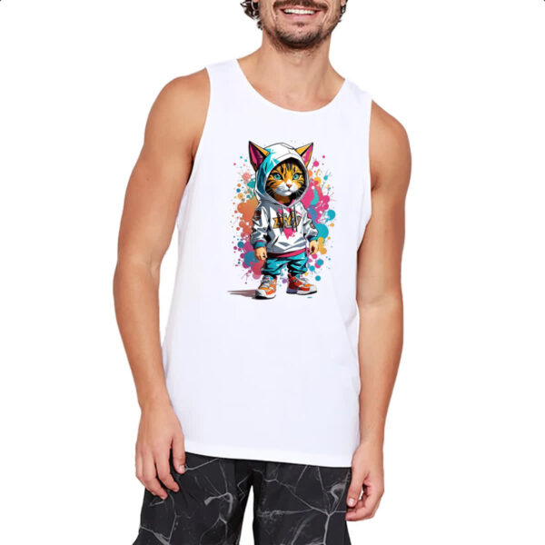 Camiseta Regata Gato Splash Grafite - Imagem 2