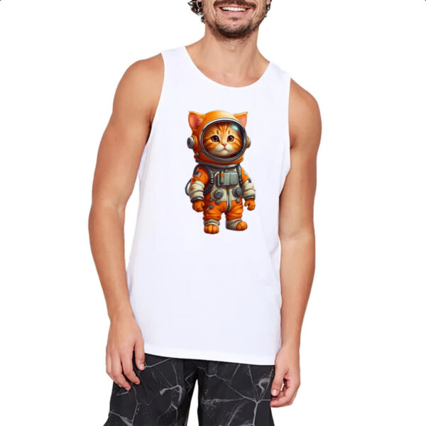 Camiseta Regata Gato fofo amarelo astronauta - Imagem 2