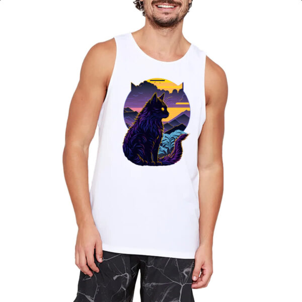 Camiseta Regata Gato silhoueta sunset - Imagem 2