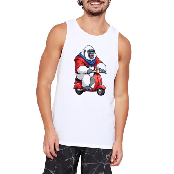 Camiseta Regata Gorila albino na scooter - Imagem 2
