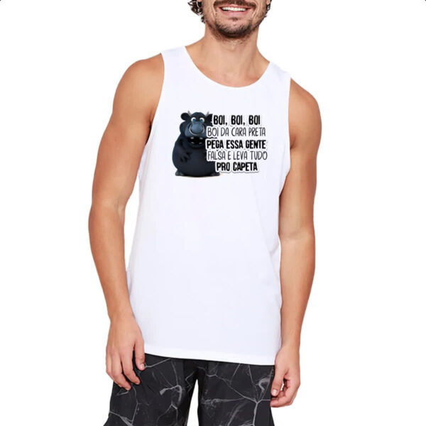 Camiseta Regata Ironico Boi da cara preta pega gente falsa - Imagem 2