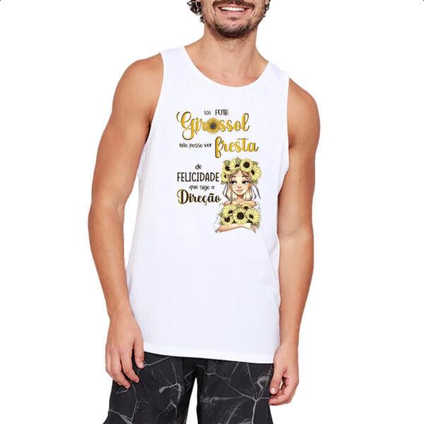 Camiseta Regata Mulher feita girassol felicidade - Imagem 2