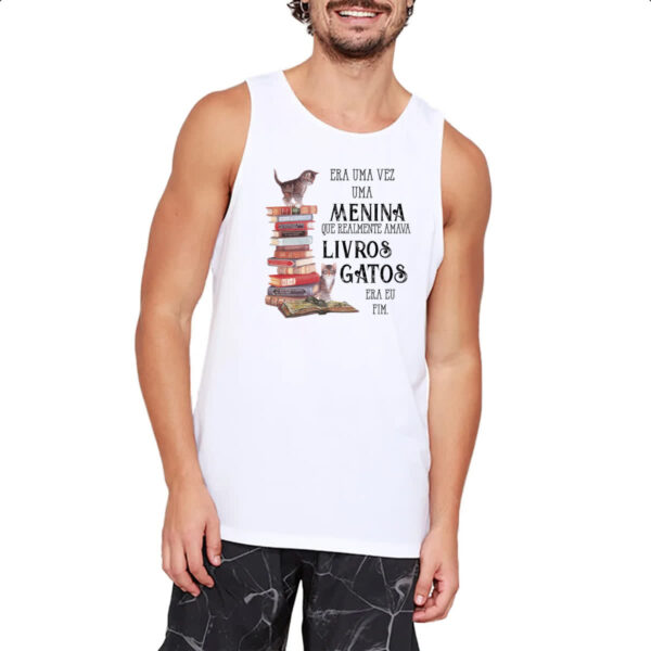 Camiseta Regata Menina livros e gatos - Imagem 2