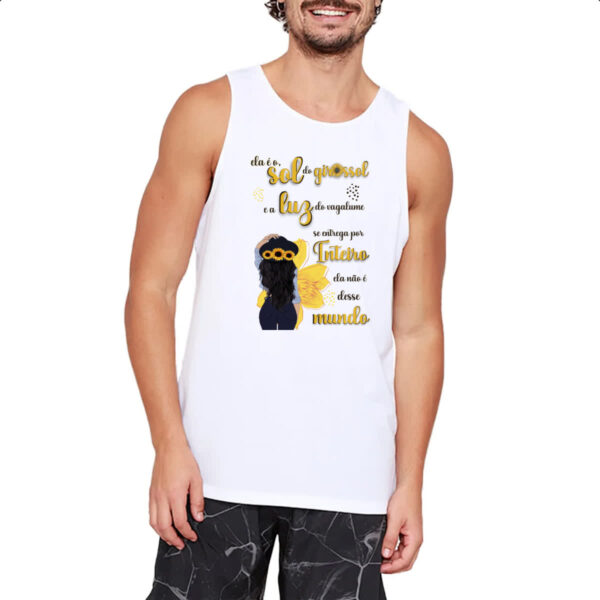 Camiseta Regata Mulher e o girassol e a luz - Imagem 2
