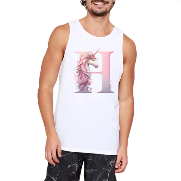 Camiseta Regata Unicornio Alfabeto Letra H - Imagem 2