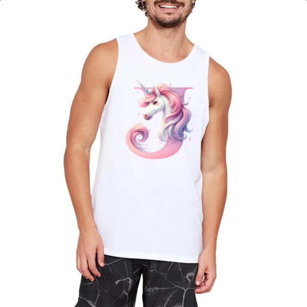 Camiseta Regata Unicornio Alfabeto Letra J - Imagem 2
