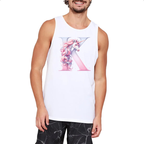 Camiseta Regata Unicornio Alfabeto Letra K - Imagem 2