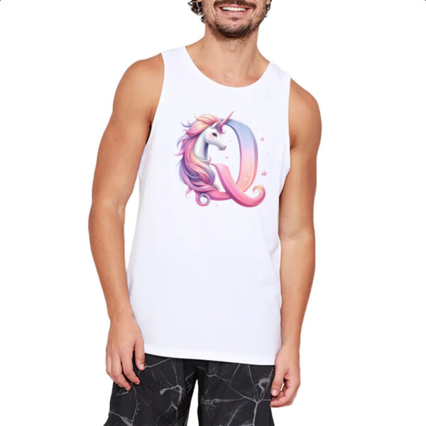 Camiseta Regata Unicornio Alfabeto Letra Q - Imagem 2