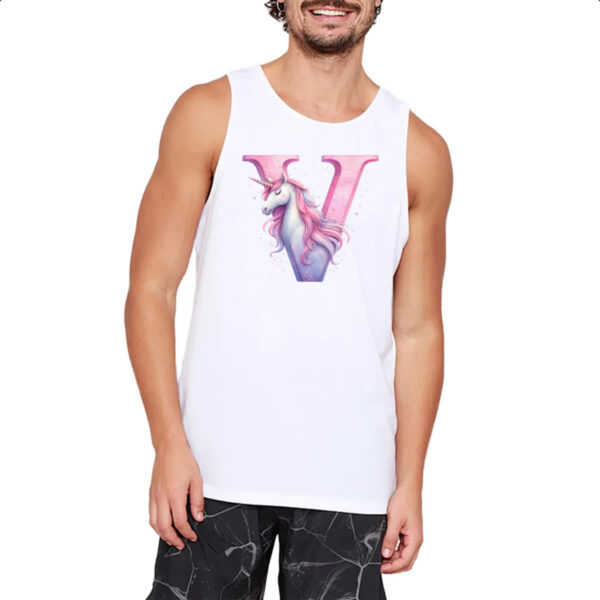 Camiseta Regata Unicornio Alfabeto Letra V - Imagem 2