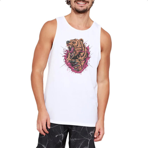 Camiseta Regata Urso cinza rasgando camiseta - Imagem 2