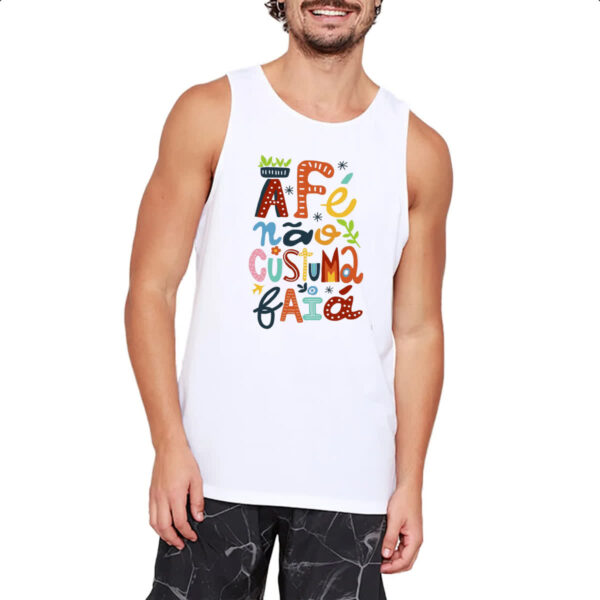 Camiseta Regata A fe nao costuma faia elementos nordestinos - Imagem 2