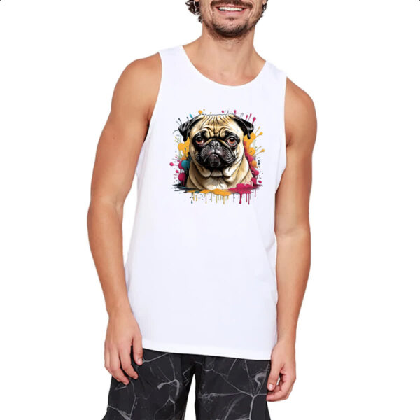 Camiseta Regata Pug Watercolor Splash Art - Imagem 2