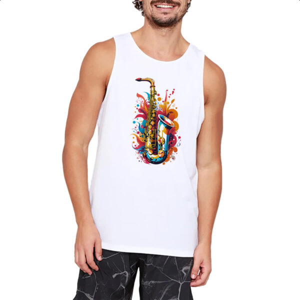 Camiseta Regata Saxofone colorful arte design - Imagem 2
