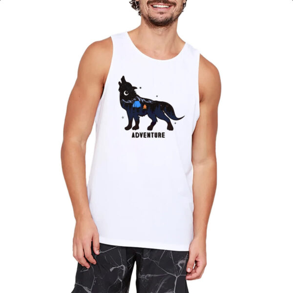 Camiseta Regata Aventura camping silhueta lobo - Imagem 2