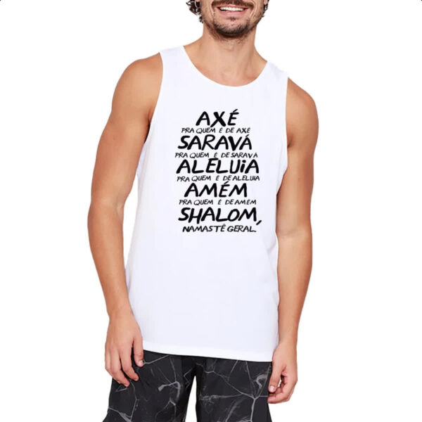 Camiseta Regata Axe Sarava Aleluia Amem Shalom Namaste - Imagem 2