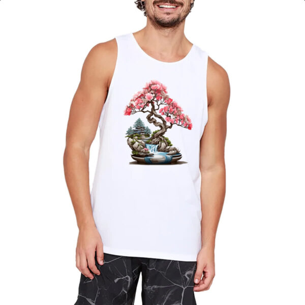 Camiseta Regata Bonsai de flores rosas - Imagem 2