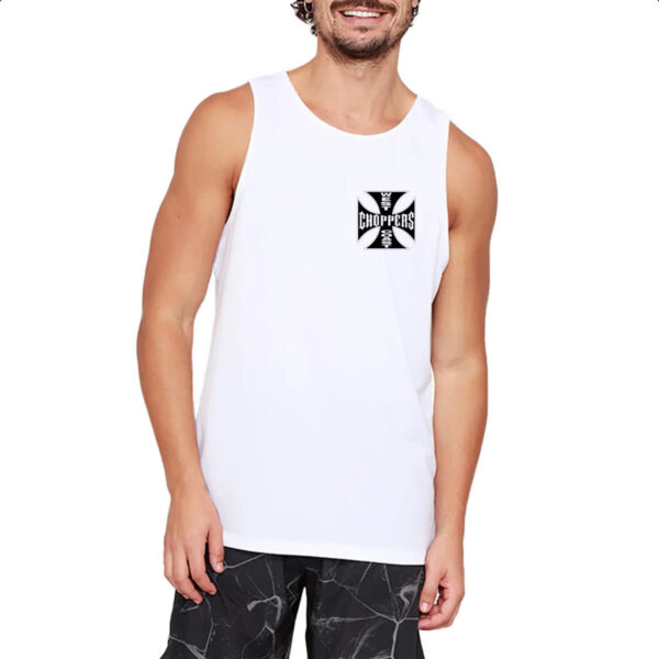 Camiseta Regata West coast chopper cruz negra brasao - Imagem 2