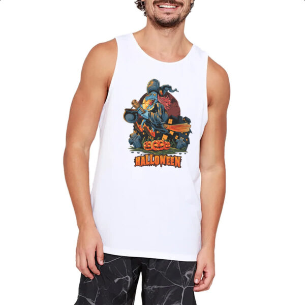 Camiseta Regata Halloween Bruxa voando vassoura - Imagem 2