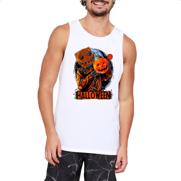Camiseta Regata Halloween Espantalho doces ou travessuras - Imagem 2