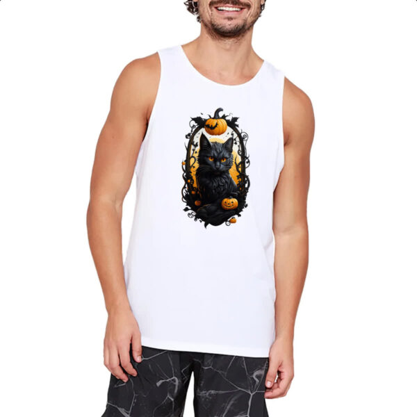 Camiseta Regata Halloween Gato Preto Espelho Macabro - Imagem 2