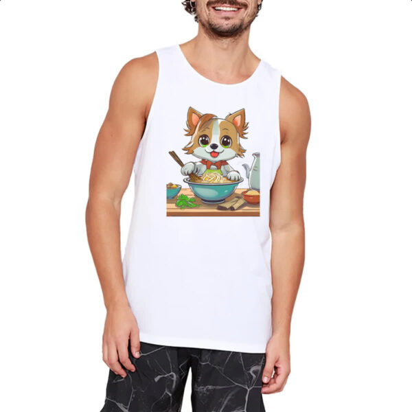 Camiseta Regata Cao feliz cozinhando lamem - Imagem 2