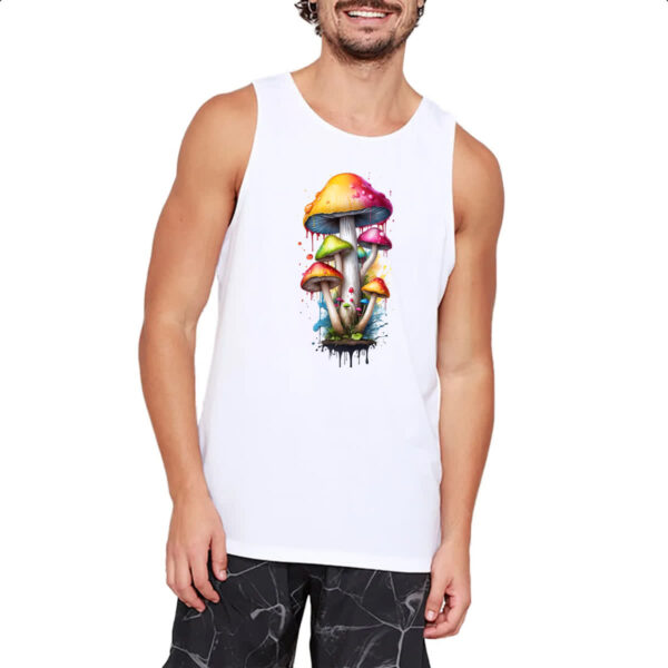 Camiseta Regata Cogumelos coloridos splash - Imagem 2