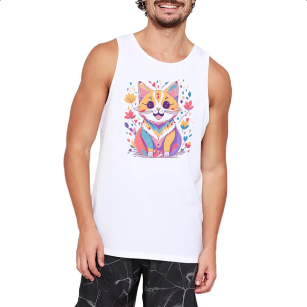 Camiseta Regata Desenho gato feliz - Imagem 2