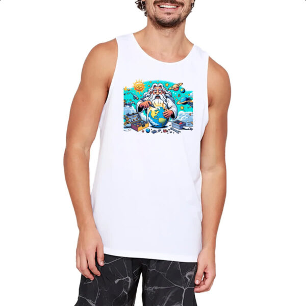 Camiseta Regata Deus criando o mundo cartoon - Imagem 2