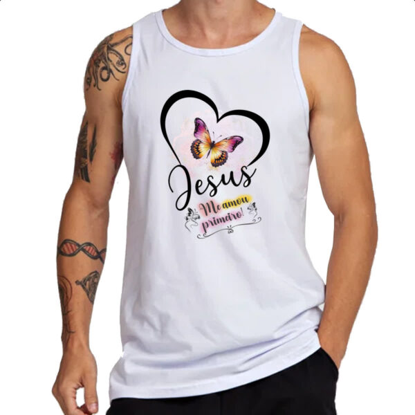 Camiseta Regata Jesus me amou primeiro - Imagem 3