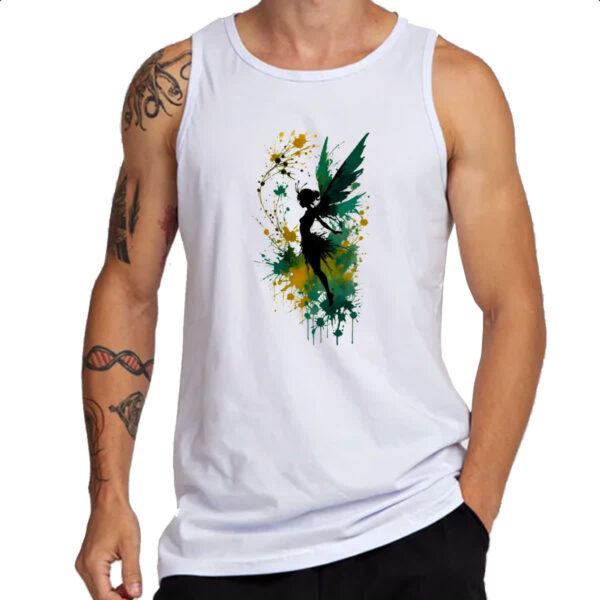 Camiseta Regata Fada da floresta silhueta splash - Imagem 3