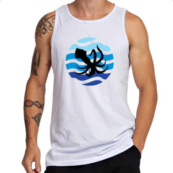 Camiseta Regata Animais marinhos lula silhueta sunset - Imagem 3