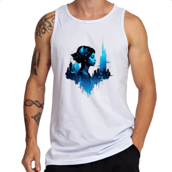 Camiseta Regata Garota futurista silhueta - Imagem 3