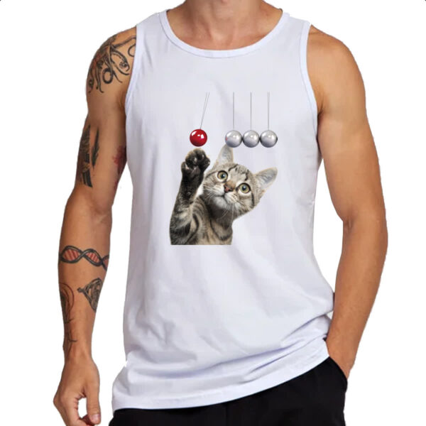 Camiseta Regata Gatinho brincando com pendulo - Imagem 3