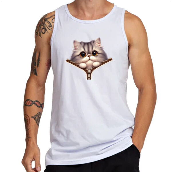 Camiseta Regata Gato British Longhair no ziper - Imagem 3