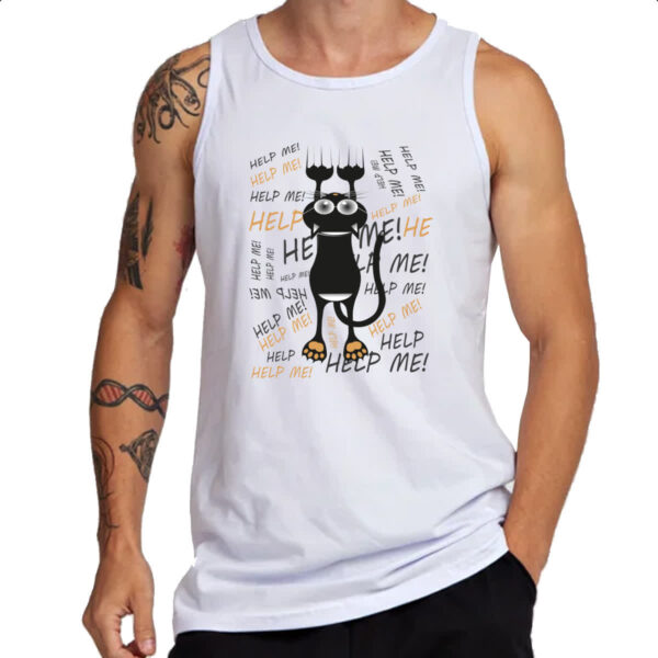 Camiseta Regata Gato Cat Help Socorro - Imagem 3